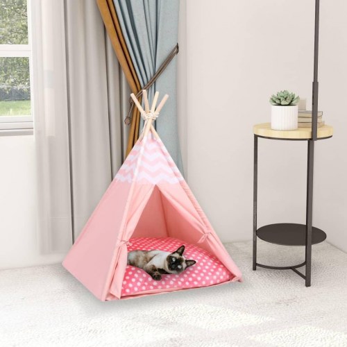 Kattetelt 60x60x70 cm med bærepose polyester pink