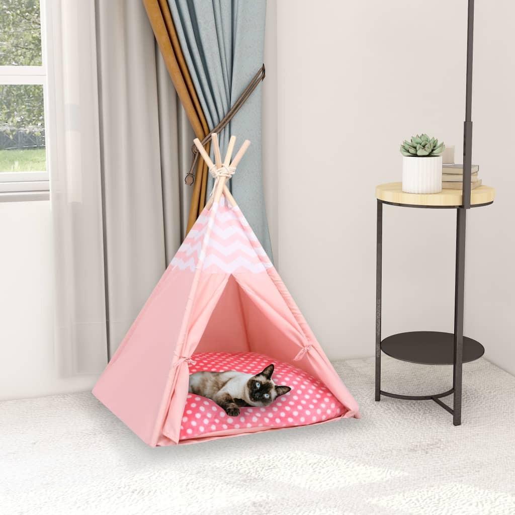 Kattetelt 60x60x70 cm med bærepose polyester pink