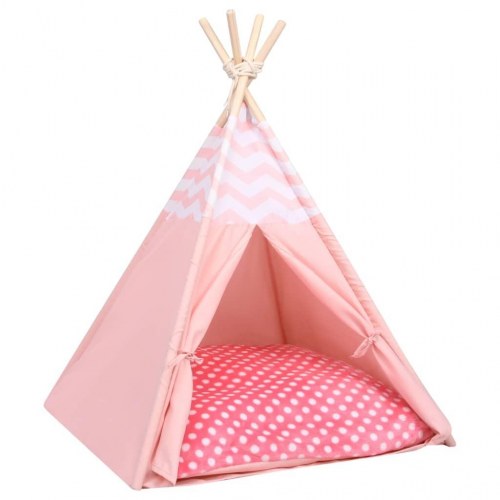Kattetelt 60x60x70 cm med bærepose polyester pink