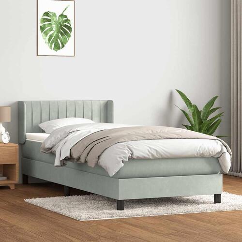 Kontinentalseng med madras lysegrå 90x210 cm fløjl
