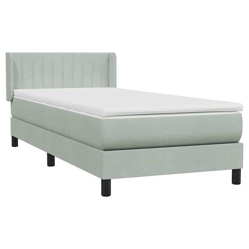 Kontinentalseng med madras lysegrå 90x210 cm fløjl