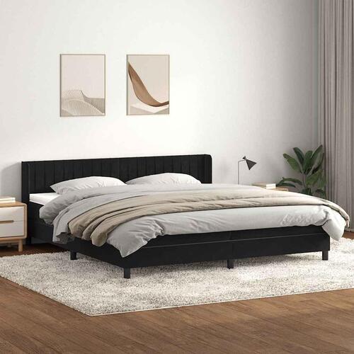 Kontinentalseng med madras 200x210 cm fløjl sort