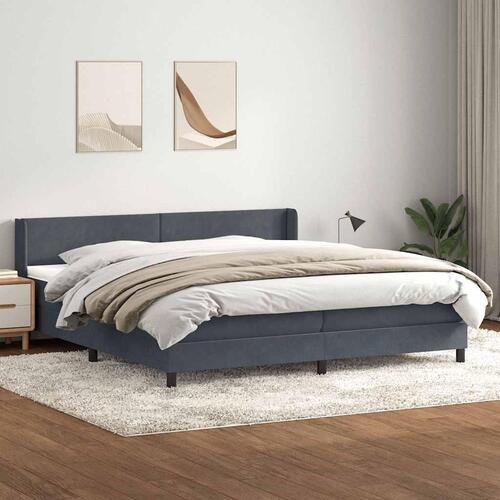 Kontinentalseng med madras 200x210 cm fløjl mørkegrå