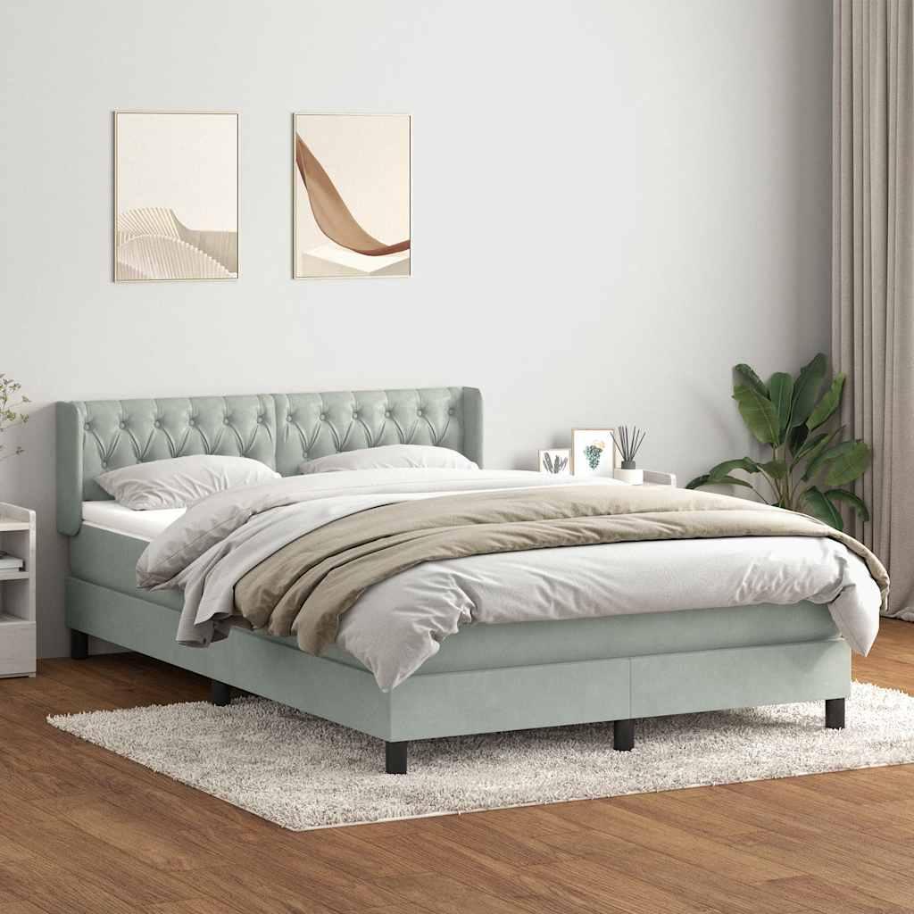 Kontinentalseng med madras 160×220 cm i fløjl - lysegrå billede