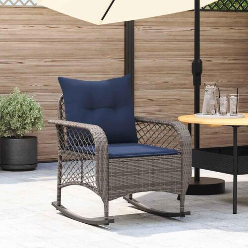 Udendørs gyngestol med hynder polyrattan grå