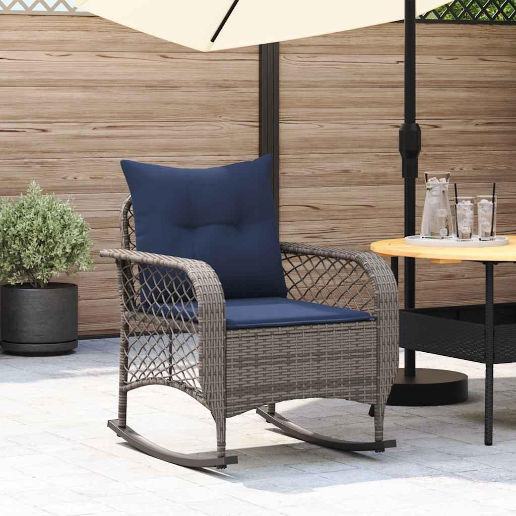 Udendørs gyngestol med hynder polyrattan grå