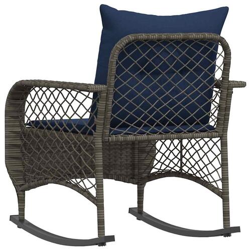 Udendørs gyngestol med hynder polyrattan grå