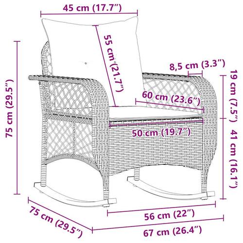 Udendørs gyngestol med hynder polyrattan grå
