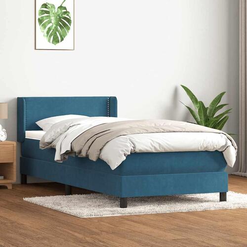 Kontinentalseng med madras mørkeblå 80x220 cm fløjl