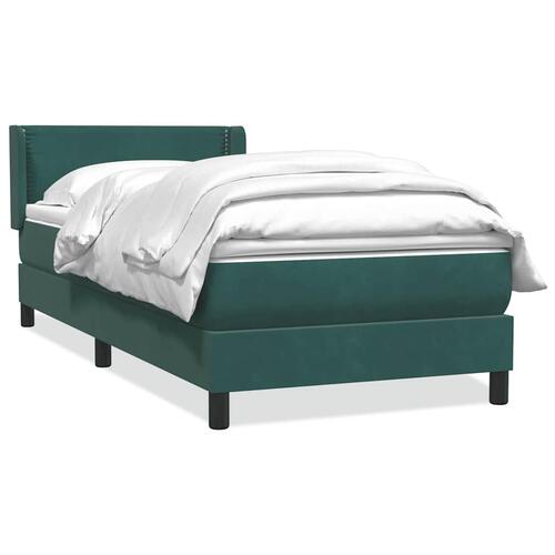 Kontinentalseng med madras 90x220 cm fløjl mørkegrøn