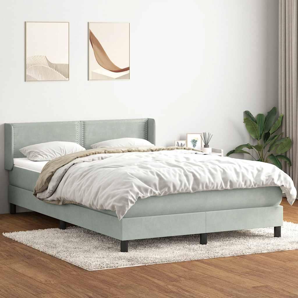 Kontinentalseng med madras 140x220 cm fløjl lysegrå
