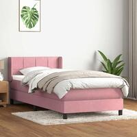 Kontinentalseng med madras lyserød 90x220 cm fløjl