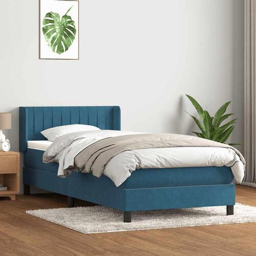 Kontinentalseng med madras mørkeblå 80x220 cm fløjl