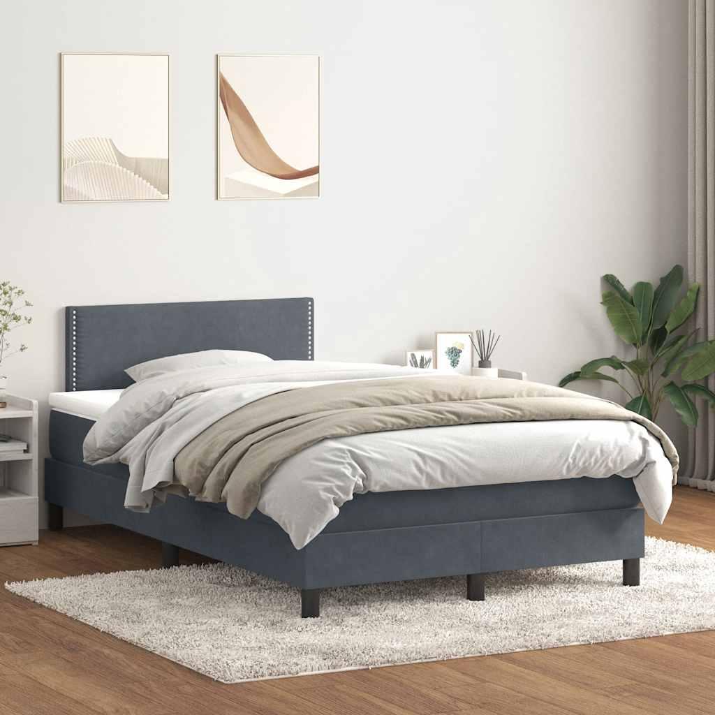 Kontinentalseng med madras 120x210 cm fløjl mørkegrå