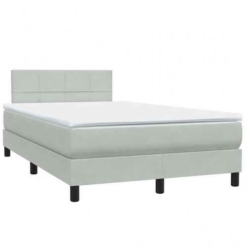 Kontinentalseng med madras 120x220 cm fløjl lysegrå