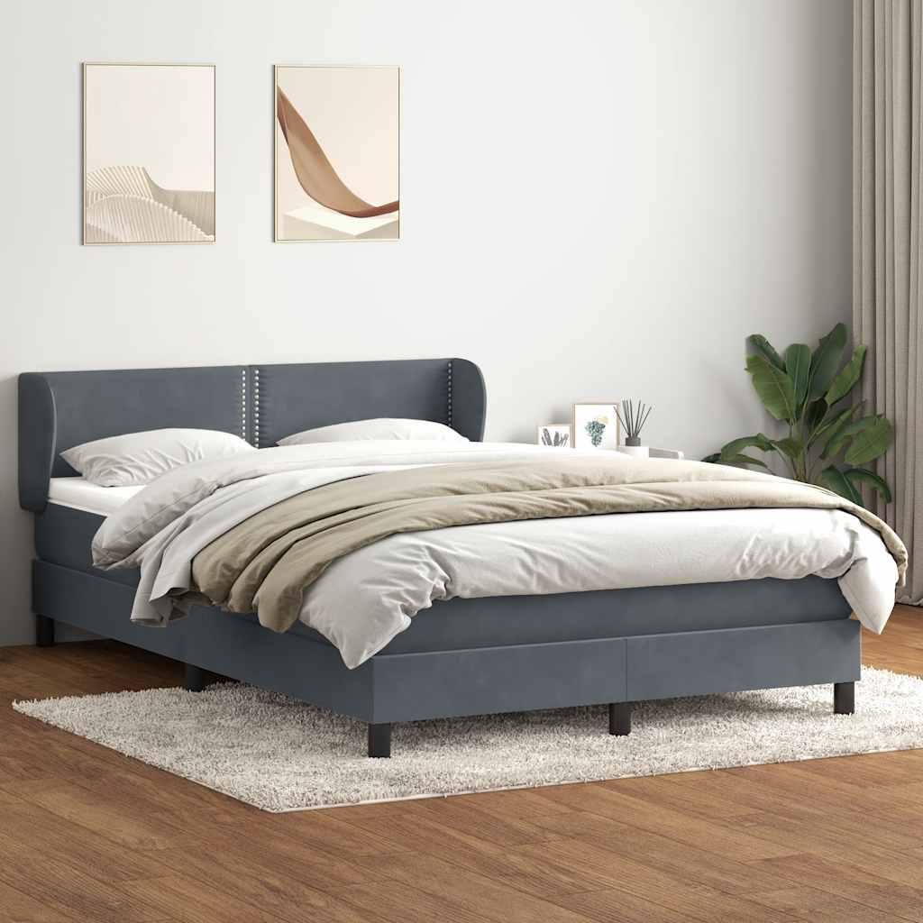 Kontinentalseng med madras 140x210 cm fløjl mørkegrå