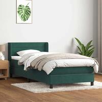 Kontinentalseng med madras 90x220 cm fløjl mørkegrøn