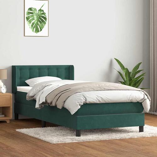 Kontinentalseng med madras mørkegrøn 80x220 cm fløjl