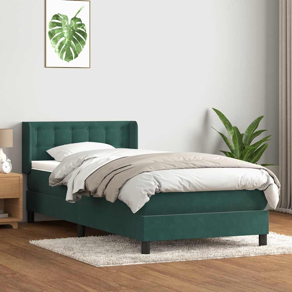 Kontinentalseng med madras mørkegrøn 80x220 cm fløjl
