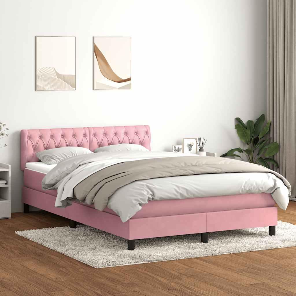 Kontinentalseng med madras 160x210 cm fløjl lyserød billede
