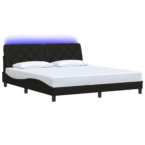 Sengeramme med LED uden madras 180x200 cm stof sort
