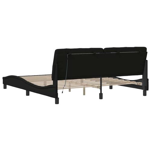 Sengeramme med LED uden madras 180x200 cm stof sort