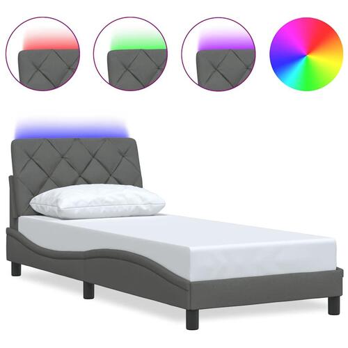 Sengeramme med LED uden madras 80x200 cm stof mørkegrå