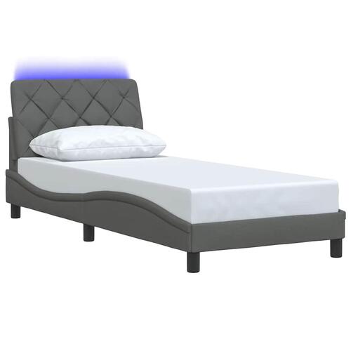 Sengeramme med LED uden madras 80x200 cm stof mørkegrå