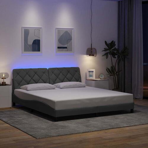 Sengeramme med LED uden madras 180x200 cm stof grå