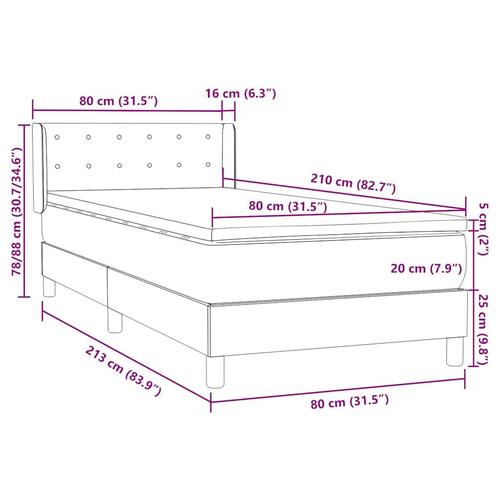Kontinentalseng med madras lyserød 80x210 cm fløjl