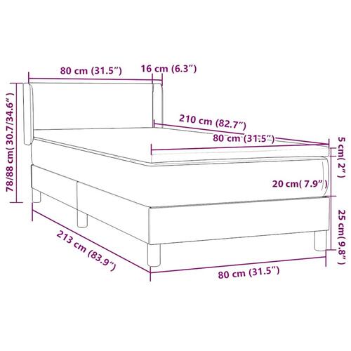 Kontinentalseng med madras lyserød 80x210 cm fløjl