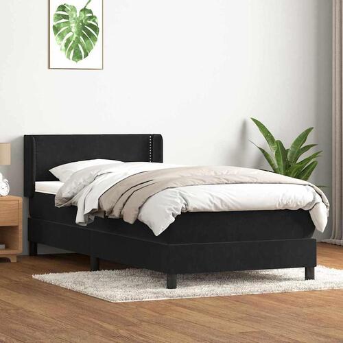 Kontinentalseng med madras 90x210 cm fløjl sort