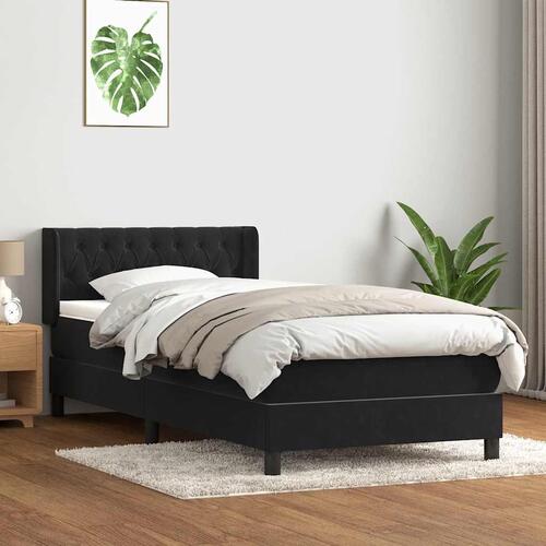 Kontinentalseng med madras 90x210 cm fløjl sort