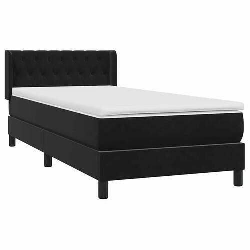 Kontinentalseng med madras 90x210 cm fløjl sort