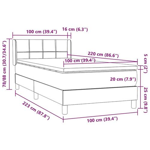 Kontinentalseng med madras 100x220 cm fløjl Lyserød