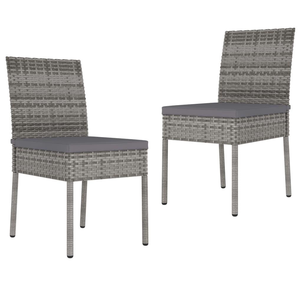 Havestole 2 stk. polyrattan grå