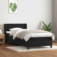 Kontinentalseng med madras 100x210 cm fløjl Sort