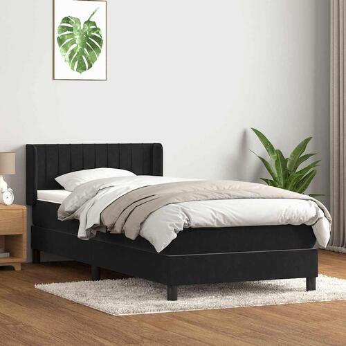 Kontinentalseng med madras 100x210 cm fløjl Sort