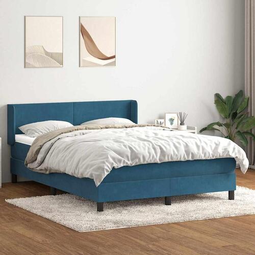 Kontinentalseng med madras 140x210 cm fløjl mørkeblå