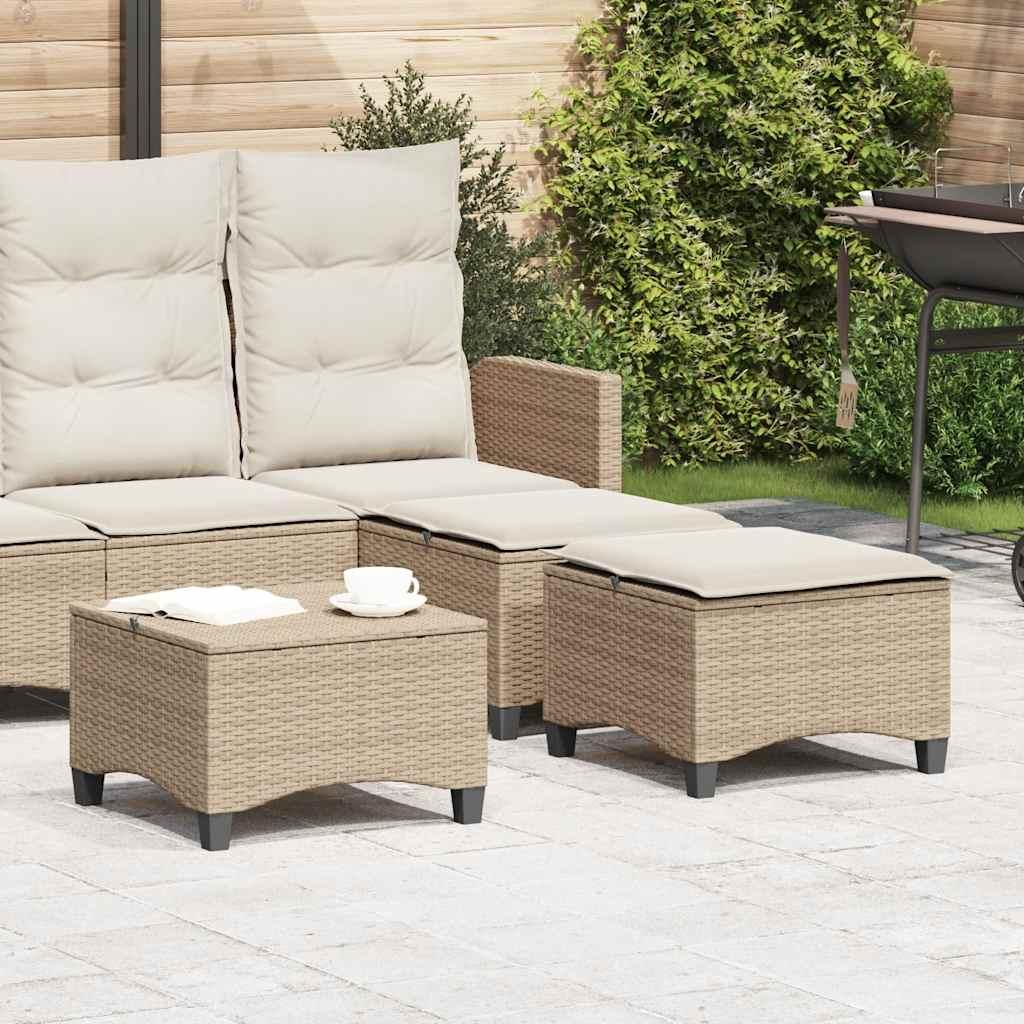 Haveskamler 2 stk. med hynder 55x55x36 cm polyrattan beige