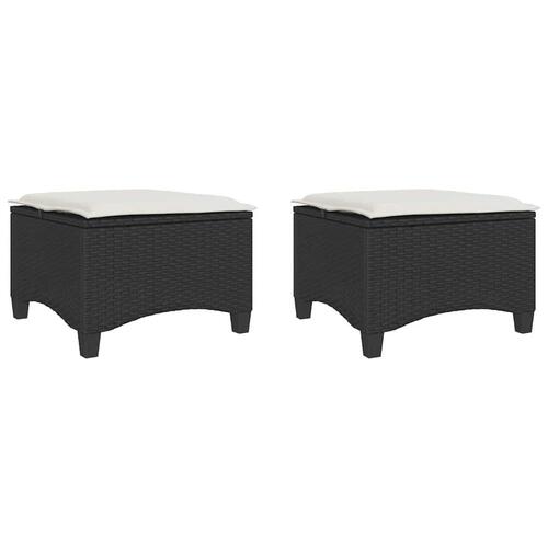 Havestole med hynder 2 stk. 55x55x36 cm polyrattan sort