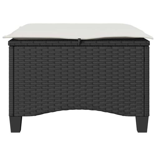 Havestole med hynder 2 stk. 55x55x36 cm polyrattan sort