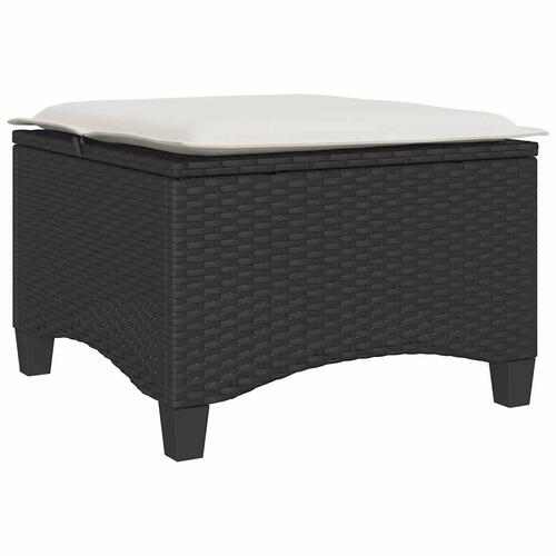 Havestole med hynder 2 stk. 55x55x36 cm polyrattan sort