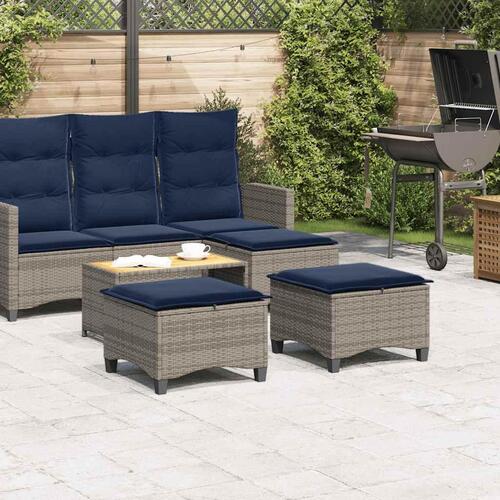 Havestole med hynder 2 stk. 55x55x36 cm polyrattan grå