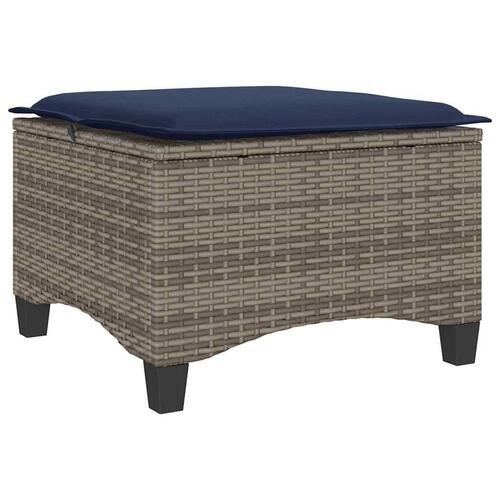 Havestole med hynder 2 stk. 55x55x36 cm polyrattan grå