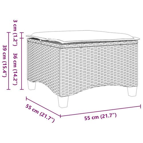 Havestole med hynder 2 stk. 55x55x36 cm polyrattan grå