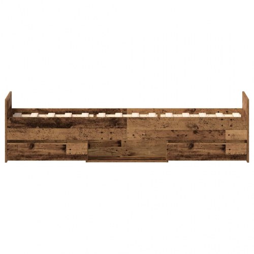 Sengeramme med 4 skuffer uden madras 90 x 200 cm - antikt træ