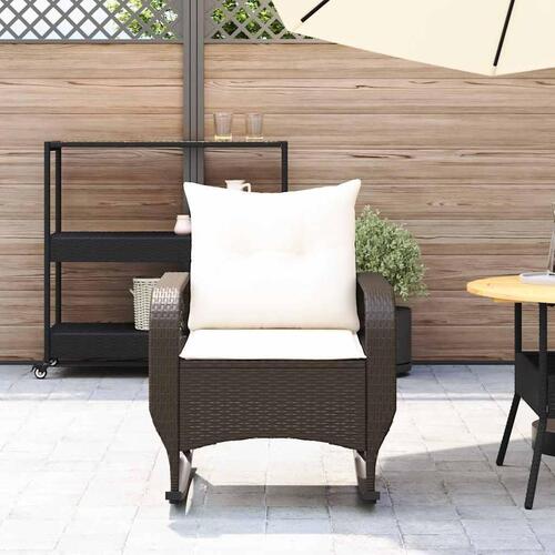 Udendørs gyngestol med hynder polyrattan brun