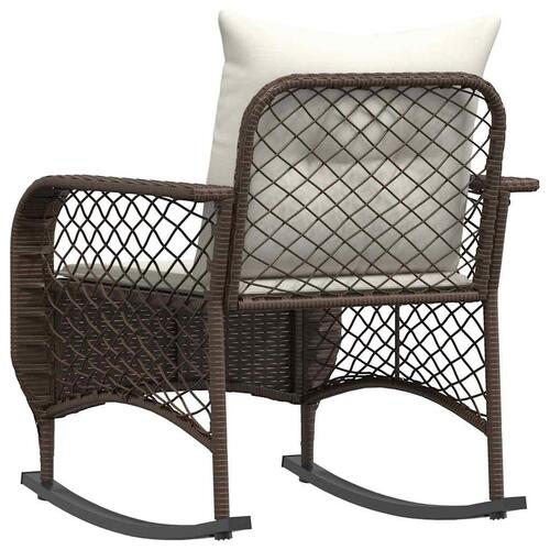 Udendørs gyngestol med hynder polyrattan brun