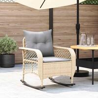 Udendørs gyngestol med hynder polyrattan beige